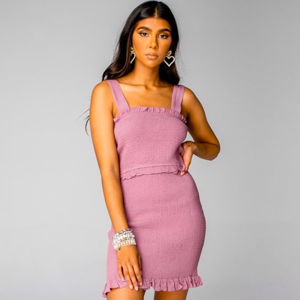 Buddy Love Monroe Mauve Smocked Dress